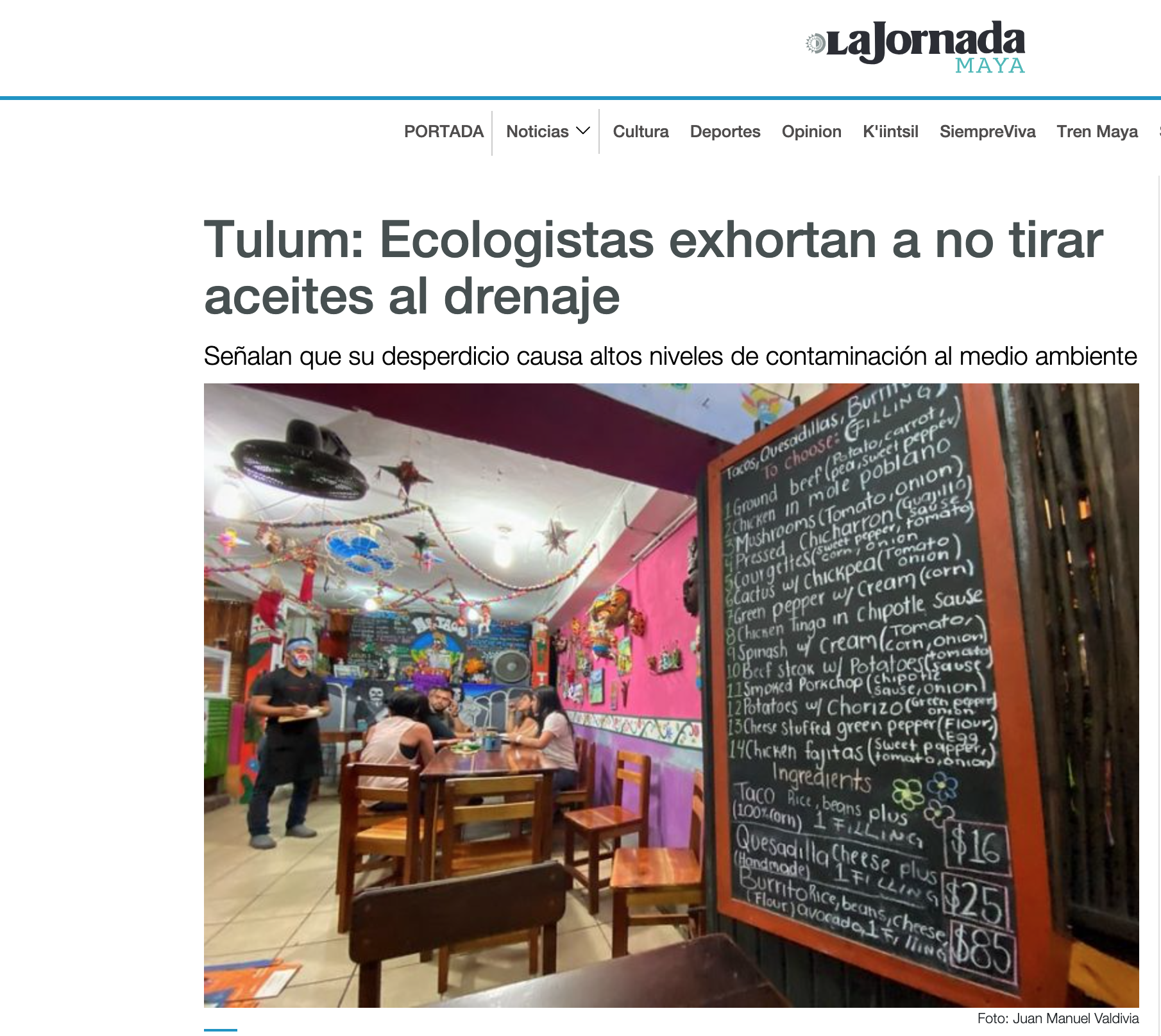 La Jornada Maya: ecologistas exhortan a no tirar aceite al drenaje