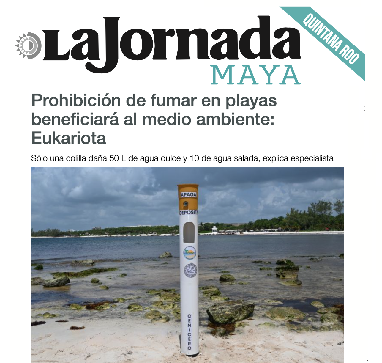 La Jornada Maya: Prohibición de fumar en playas beneficiará al medio ambiente: Eukariota